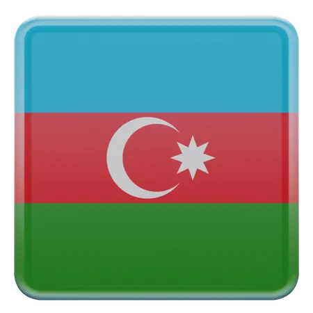 Drapeau carré de l'Azerbaïdjan  3D Icon