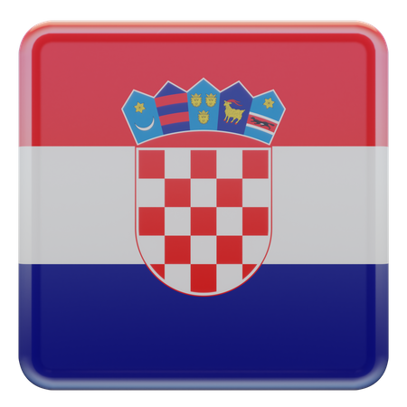 Drapeau carré de Croatie  3D Icon