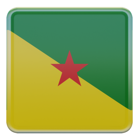 Drapeau Carré Guyane Française  3D Icon