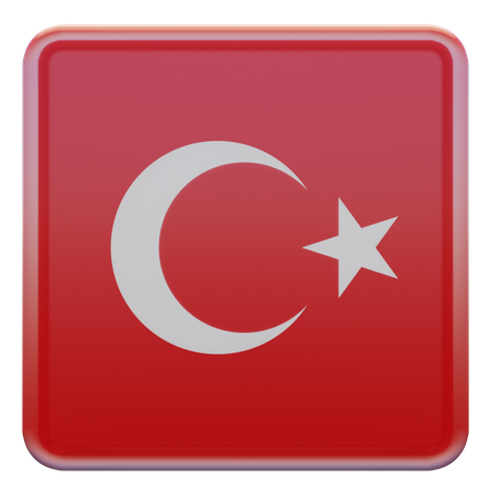 Drapeau carré de Turquie  3D Icon