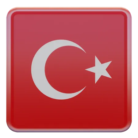 Drapeau carré de Turquie  3D Icon