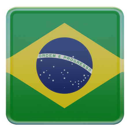 Drapeau carré du Brésil  3D Icon