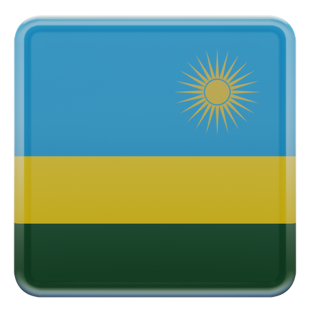 Drapeau carré du Rwanda  3D Icon