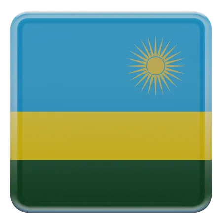 Drapeau carré du Rwanda  3D Icon
