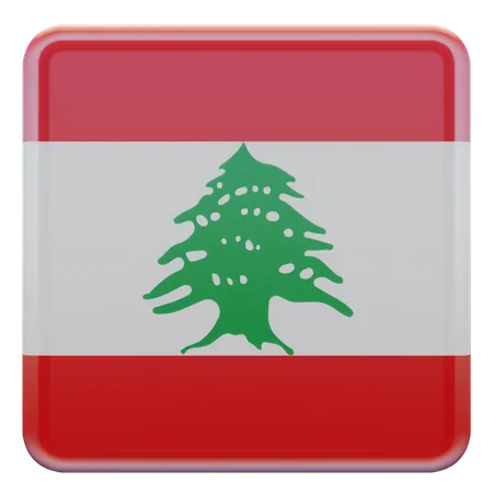 Drapeau carré du Liban  3D Icon