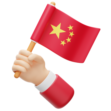 Drapeau chinois à la main  3D Icon