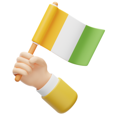 Drapeau de la côte d'ivoire en main  3D Icon