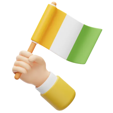 Drapeau de la côte d'ivoire en main  3D Icon