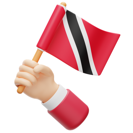 Drapeau de Trinité-et-Tobago à la main  3D Icon