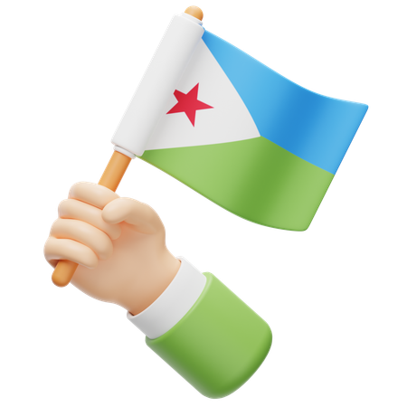 Drapeau de Djibouti en main  3D Icon