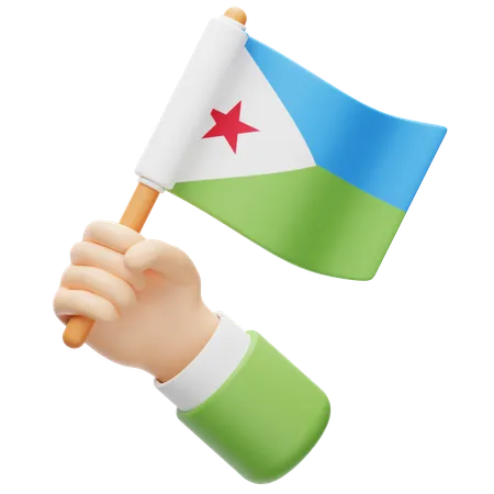 Drapeau de Djibouti en main  3D Icon