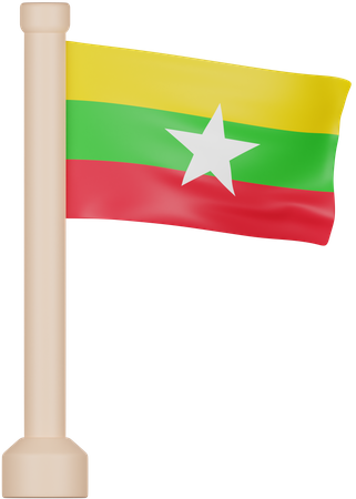 Drapeau du Myanmar  3D Icon