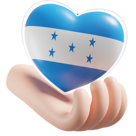 Soin des mains coeur drapeau Honduras  3D Icon