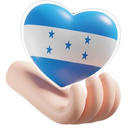 Soin des mains coeur drapeau Honduras  3D Icon