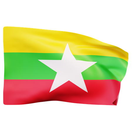 Drapeau du Myanmar  3D Icon