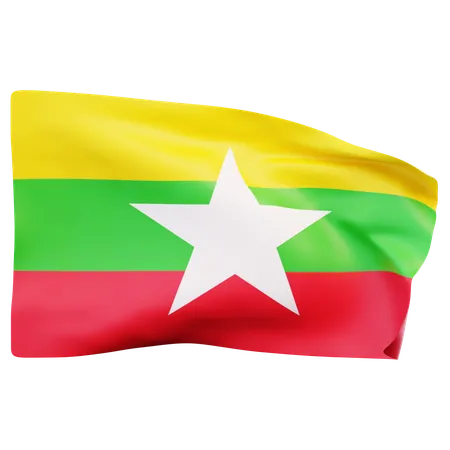 Drapeau du Myanmar  3D Icon