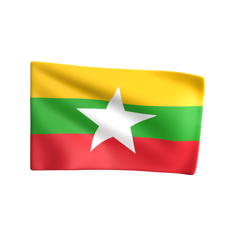 Drapeau du Myanmar  3D Icon