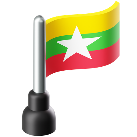 Drapeau du Myanmar  3D Icon