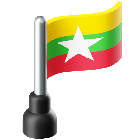 Drapeau du Myanmar  3D Icon