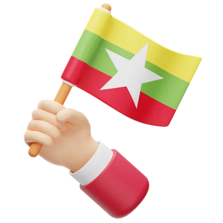 Drapeau du Myanmar  3D Icon