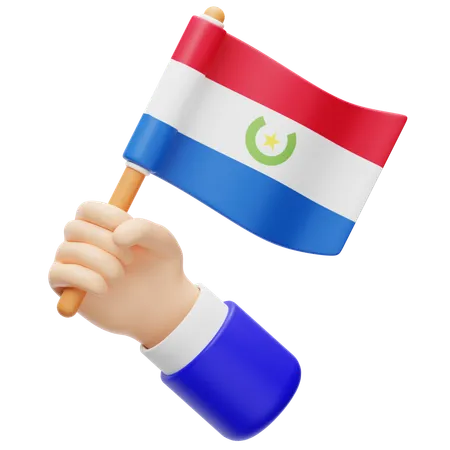 Drapeau du Paraguay à la main  3D Icon