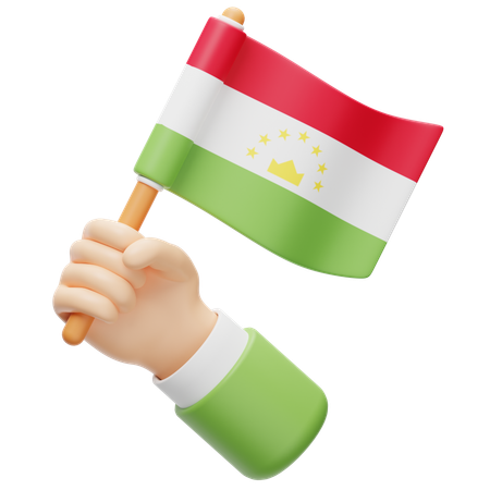 Drapeau du Tadjikistan à la main  3D Icon