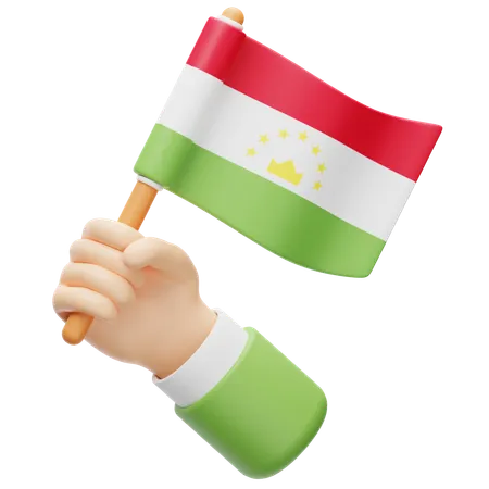 Drapeau du Tadjikistan à la main  3D Icon