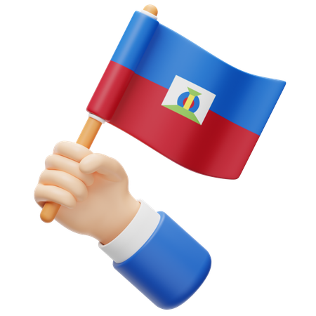 Drapeau d'Haïti en main  3D Icon