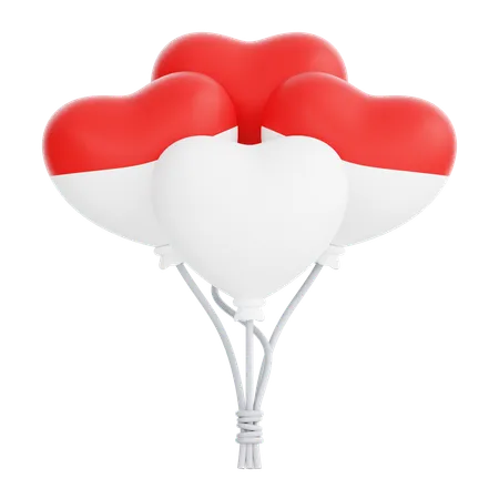 Ballon D'amour Drapeau Indonésie  3D Icon