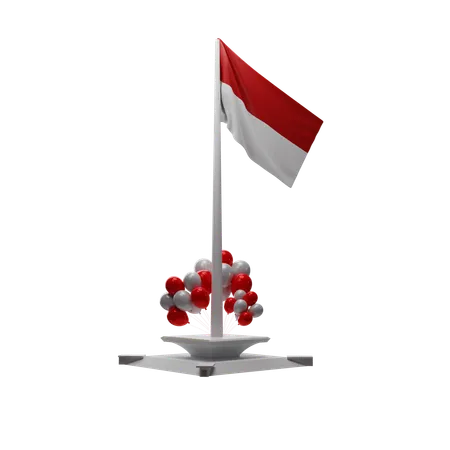 Drapeau indonésien  3D Illustration