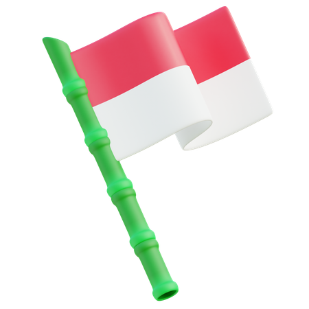 Drapeau indonésien sur une lance en bambou  3D Icon