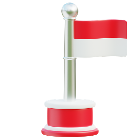 Drapeau indonésien sur un poteau élégant  3D Icon