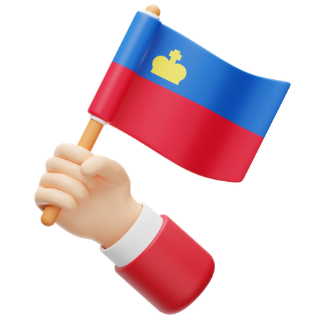 Drapeau du Liechtenstein à la main  3D Icon