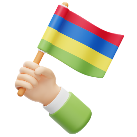 Drapeau de l'île Maurice, drapeau à main  3D Icon