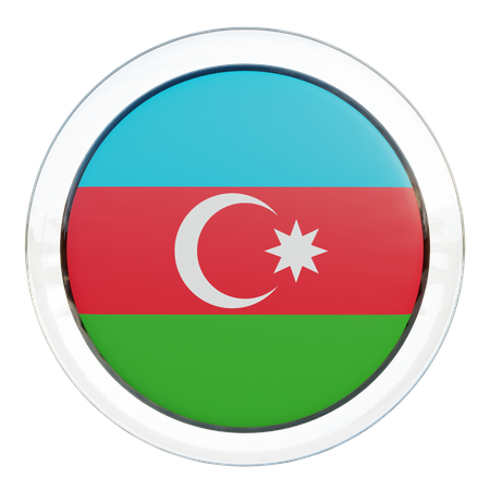 Drapeau rond de l'Azerbaïdjan  3D Icon