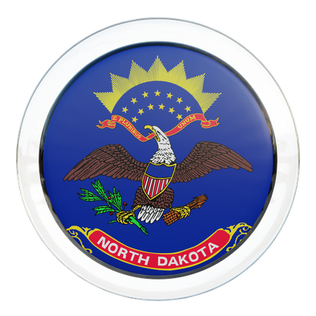 Drapeau rond du Dakota du Nord  3D Icon