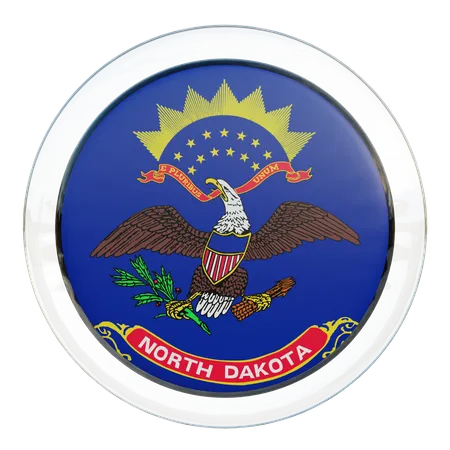 Drapeau rond du Dakota du Nord  3D Icon