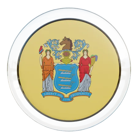 Drapeau rond du New Jersey  3D Icon