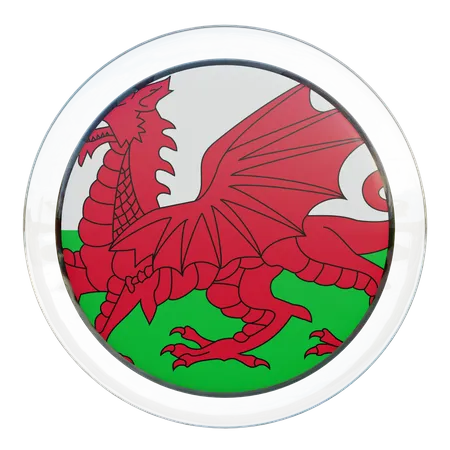 Drapeau rond du Pays de Galles  3D Icon