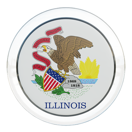 Drapeau rond de l'Illinois  3D Icon