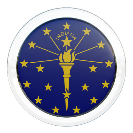 Drapeau rond de l'Indiana  3D Icon