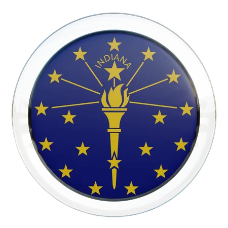 Drapeau rond de l'Indiana  3D Icon