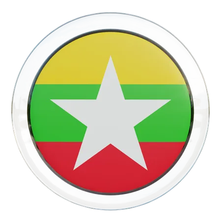 Drapeau rond du Myanmar  3D Icon