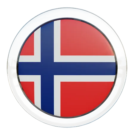 Drapeau rond de Norvège  3D Icon