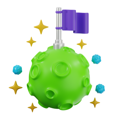 Drapeau sur la lune  3D Icon