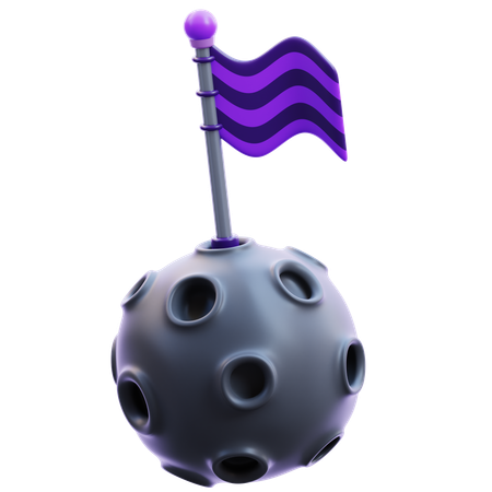 Drapeau sur la lune  3D Icon