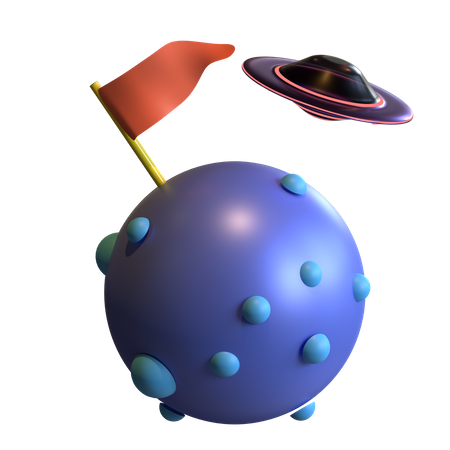 Drapeau sur la planète  3D Icon