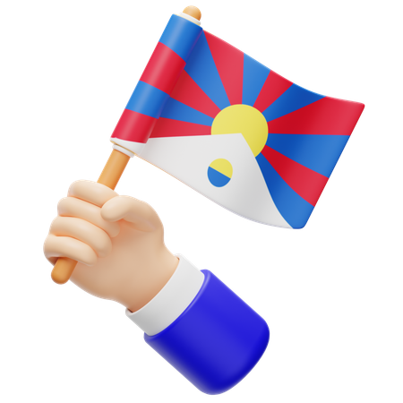 Drapeau du Tibet à la main  3D Icon