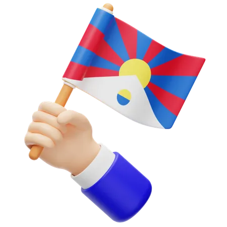 Drapeau du Tibet à la main  3D Icon