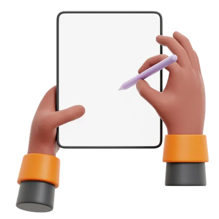 Draw On Tablet Hand Gesture  3D Icon